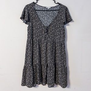 Floral American Eagle Dress, ruffled hem & sleeves